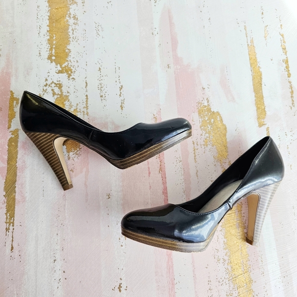 FIONI Women's Black Patent Faux Leather High Heel Stiletto Platform Pumps 7.5 - Picture 10 of 16